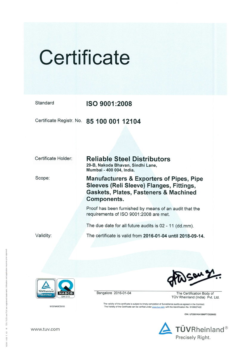 iso cERTIFICATE